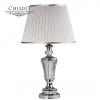 Светильник настольный Chiaro CLASSIC Оделия 619030201 хром/хрусталь/ткань 1*60W E27(h=66,ф=38)