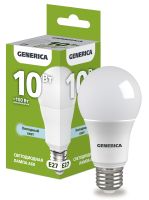 Лампа LED Груша 10W  E27  6500K  230V  GENERICA LL-A60-10-230-65-E27-G АКЦИЯ