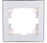 Рамка 1-ая Белая с хром. вст. 0225-146 Lezard RAIN (10/120)