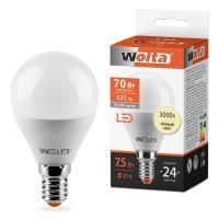 Лампа LED шар  7.5W  E14  2700K  220V 25Y45GL7.5E14 WOLTA (50 шт)