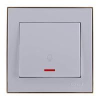 Кнопка звонка с подсветкой Белый с золотой вст. 0226-108 Lezard RAIN (10/120)