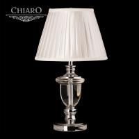 Светильник настольный Chiaro CLASSIC Оделия 619030501 хром/хрусталь/ткань 1*60W E27(h=51,ф=30)