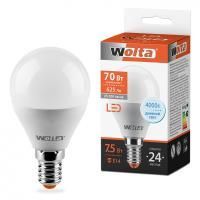 Лампа LED шар  7.5W  E14  4000K  220V 25S45GL7.5E14 WOLTA (50 шт)