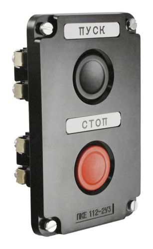 Пост кнопочный встраив. ПКЕ 122/2 У2 10А 660В черный цилиндр и красный цилиндр IP54 519060 ЭТ