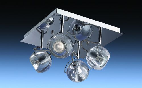 Светильник настенно-потолочный ODL BOLLA 1429/4C мат.никель/прозрачный (l=300,h=300) 4*50W GU10