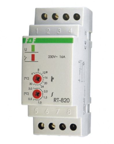 Регулятор температур RT-820,16А 150-240В,от +4 до +30, выносной датчик, на DIN Евроавтоматика