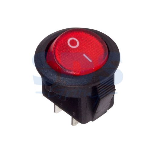Выключатель клавишный круглый 250V 3A (2c) ON-OFF красный Micro (RWB-105, SC-214) REXANT