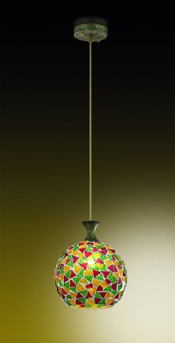 Светильник подвесной ODL MOSAIC 2107/1 коричневый/цветная мозаика (l=200,h=900) 1*60W E14