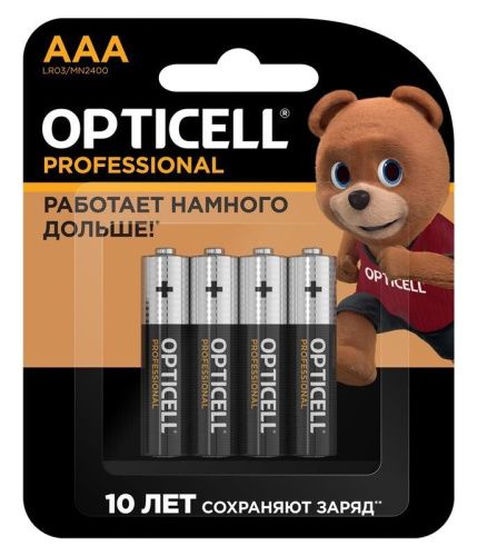 Элемент питания мизинчиковый LR03/AAA 4шт/упак OPTICELL Professional 5052002