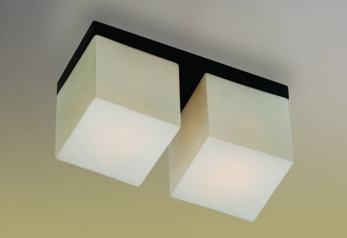 Светильник настенно-потолочный ODL CUBET 2043/2C венге/белое стекло (l=250,h=150) 2*40W E14
