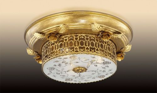 Люстра ODL Capua 2642/3C потол. состаренное золото/стекло с рисунком (ф=440,h=152) 3*40W E14