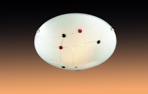 Светильник настенно-потолочный Сонекс KAVE 206 хром/белый/декор черный+красный (ф=400) 2*100W E27
