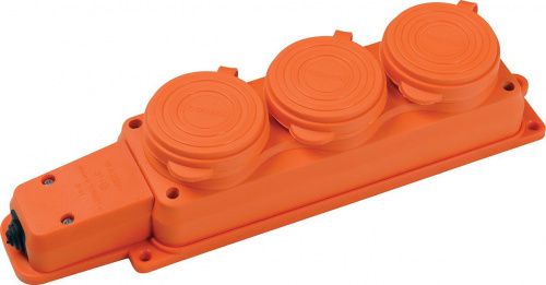 Колодка каучук 3-ая с крышкой с/з стационарная оранжевая IP44 Alfa/Baysal (32шт)