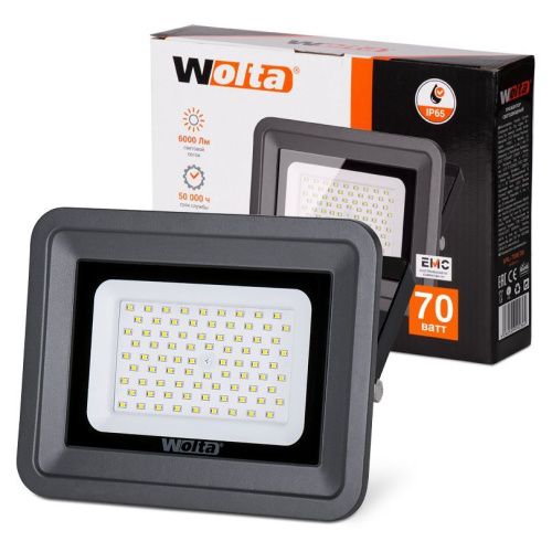 Прожектор LED  70Вт 5500K 6000Лм IP65 WFL-70W/06  Wolta (20шт.)