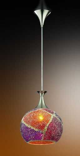 Светильник подвес. ODL TERRO 2093/1 хром/мозаика красно-оранж (ф=250,h=900мм) 1*60W Е27